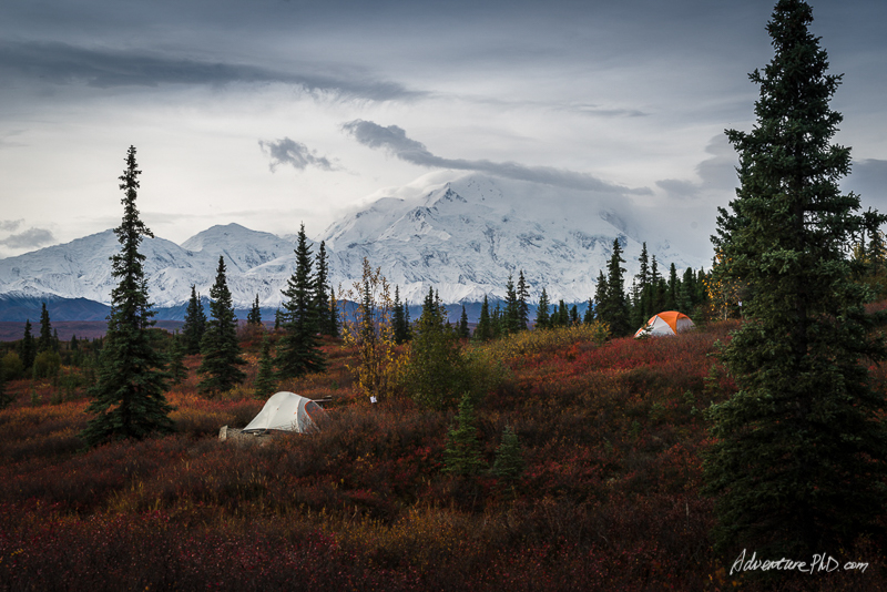 Wonder Lake campground with a view of Mount. Denali