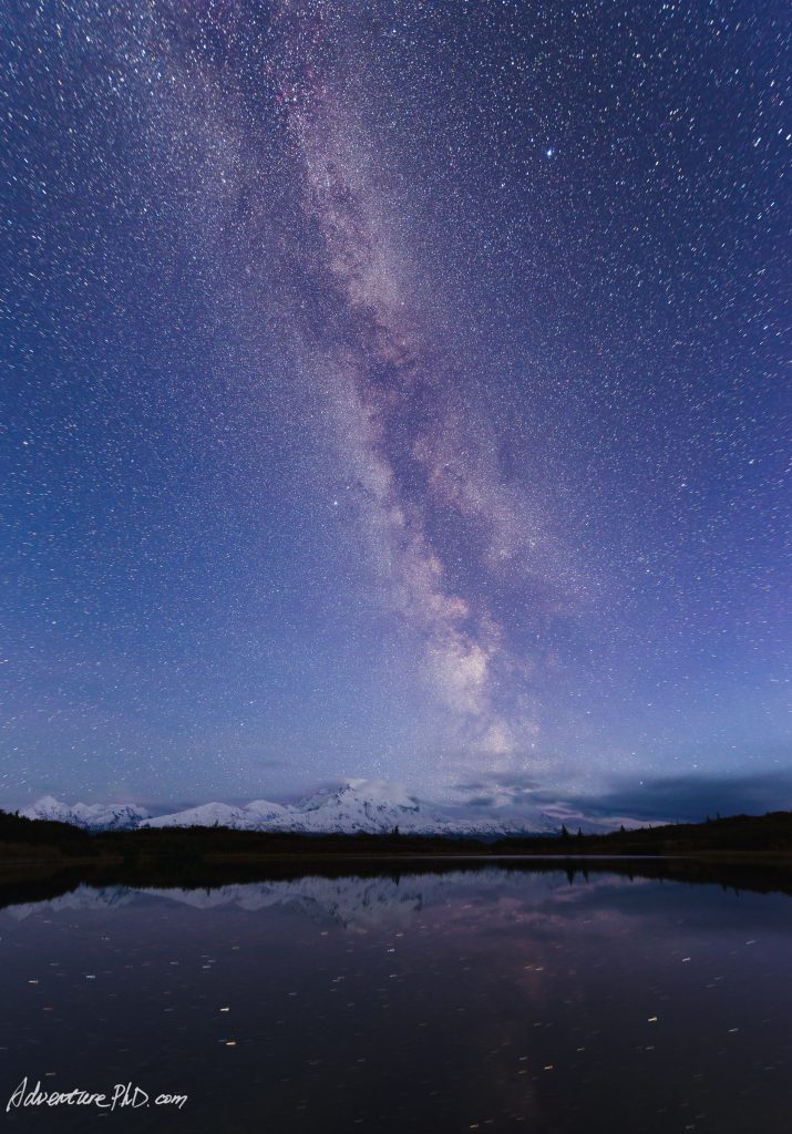 Milky way rising above Mount. Denali