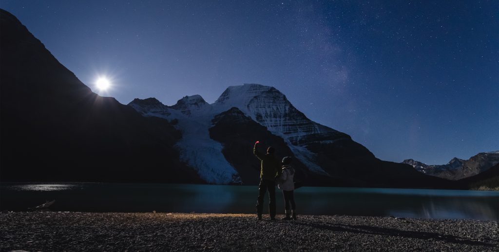 Moon-rise over Mount. Robson viewed from Berg Lake