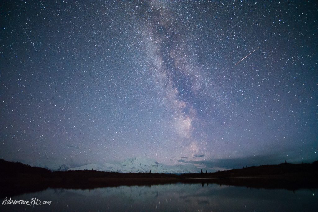 Milky way rising above Mount. Denali