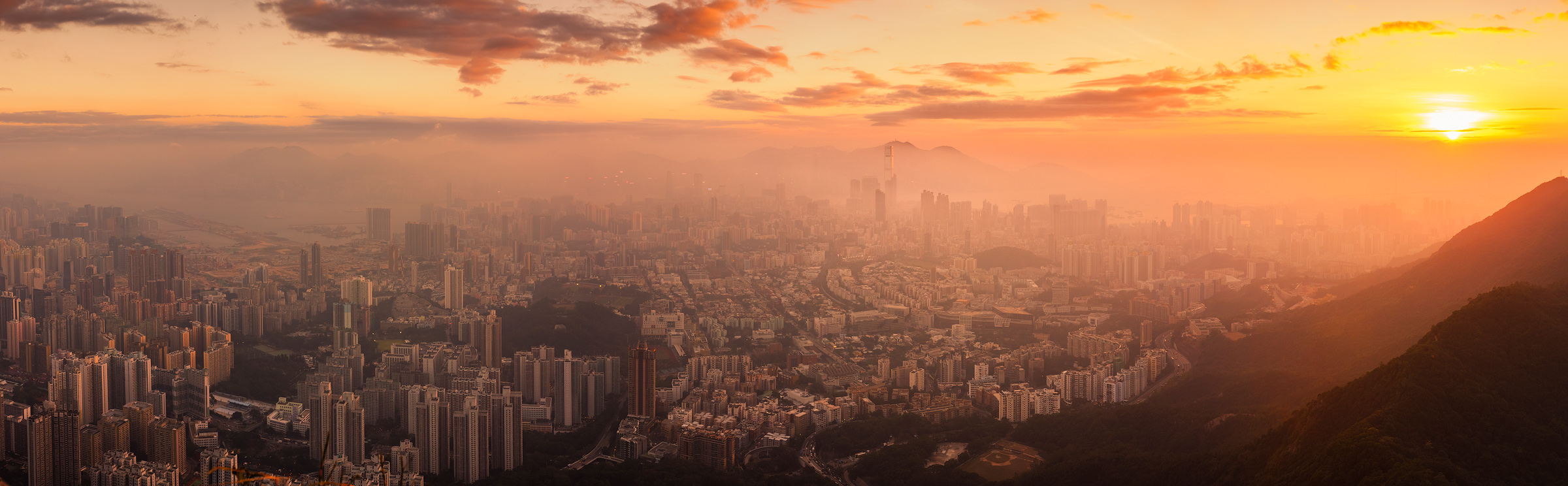 Hong Kong skyline from the Lion Rock Mountain Peak