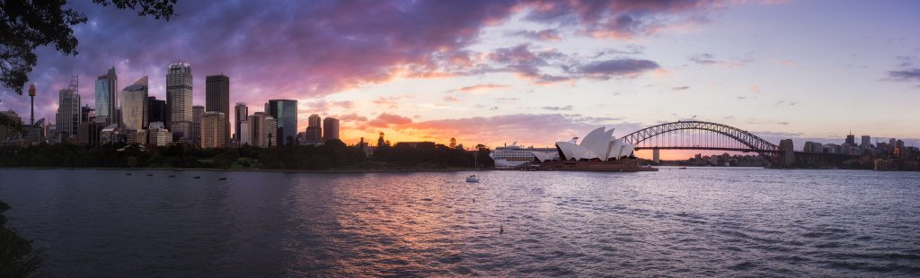 Sunset skyline view of Sydney