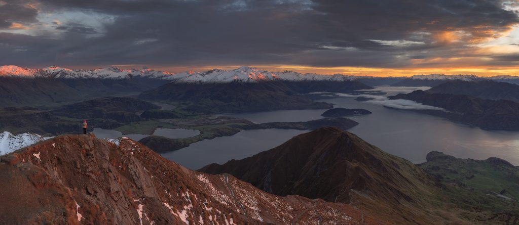 Panoramic mountain landscape from the Roy's Peak